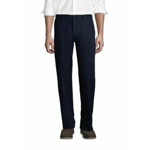 NWT LANDS' END TRADITIONAL FIT NO IRON CHINO PANTS‎ RADIANT NAVY 37- UNHEMMED